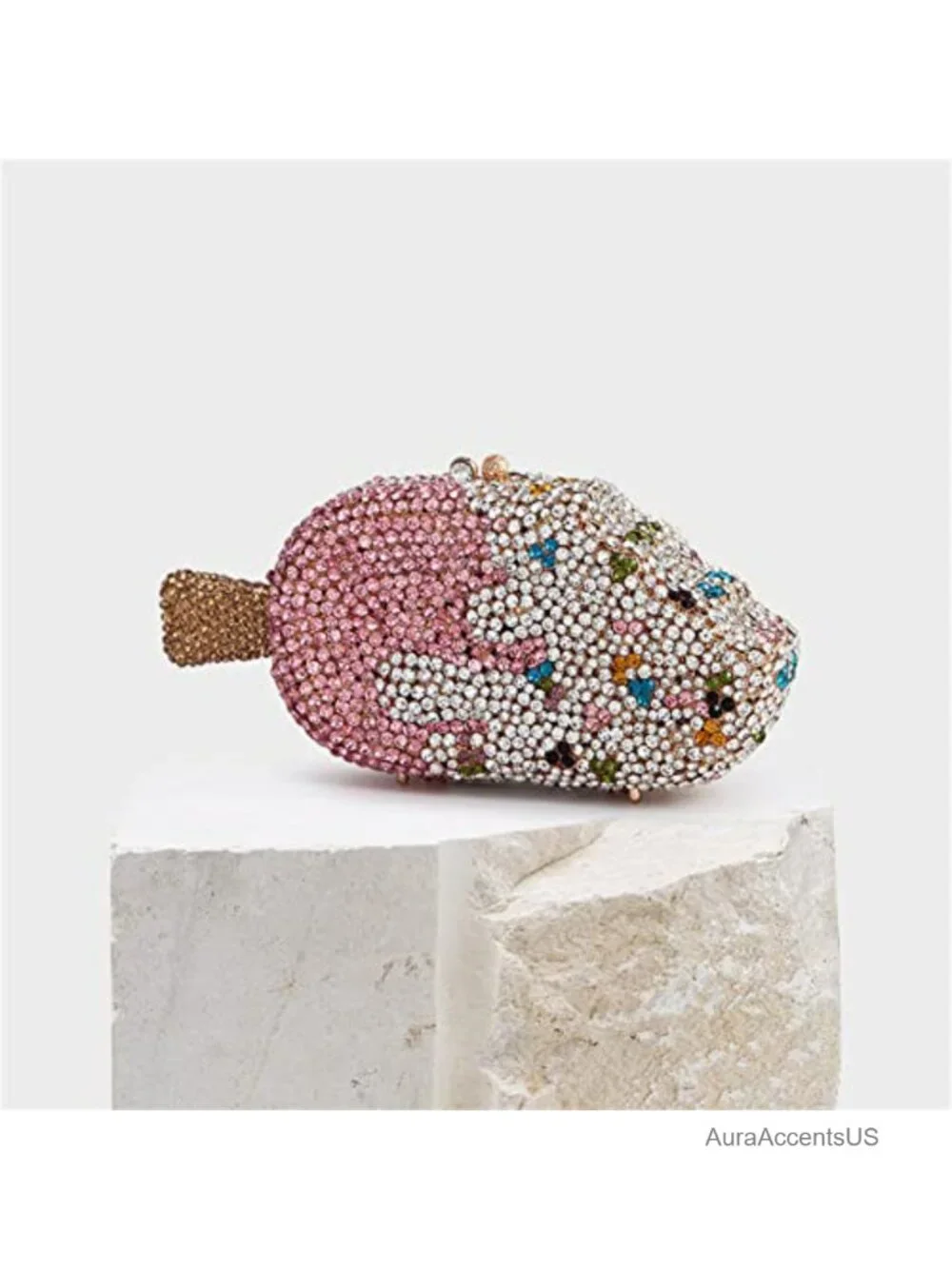 Ice Cream Shape Glitter Rhinestone Evening Clutch Shoulder Bag